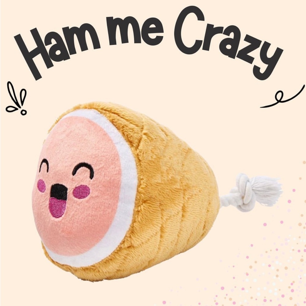 BRAND NEW Dog Plush Toy - Ham shape, super cute & funny! Still in packaging